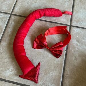 Red devil tail and bow tie set